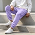 thumbnail image 7 of HKYNLAG Mens Baggy Sweatpants with Pockets Drawstring Elastic Waist Loose Soft Joggers Sweatpants for Workout Running Light Purple M, 7 of 7