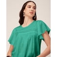 thumbnail image 6 of Moomaya Womens Solid Tunic Top Round Neck Flutter Sleeves Casual Summer Top, 6 of 7