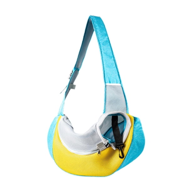 Portieras de hondas de perros, mochila de mascota pequeña, malla transpirable, hondas de gato livianas, portador de perros de gato ajustable portátil, Azul L