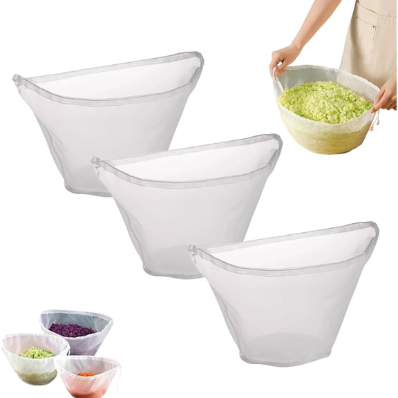 Nylon Filter Bag, 2026 New Bowl Shaped Nylon Nut Milk Bags, Fine Mesh Food Strainer Bag, Reusable Cheese Cloth Bags with Elastic Top, For Kitchen, Household (3pcs-M)