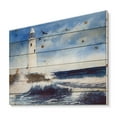 thumbnail image 2 of Designart 'Seagulls With Lighthouse On The Rocky Island' Nautical & Coastal Print on Natural Pine Wood, 2 of 5