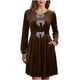 thumbnail image 1 of Karight Velvet Dress for Women Holiday Cocktail Removeable Bow A-Line Mini Dresses Elegant Crewneck Long Sleece Wedding Outfit, 1 of 4