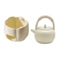 thumbnail image 1 of Tetera de flores con calentador, tetera de cerámica reutilizable fácil de limpiar Beige con mango, 1 of 9