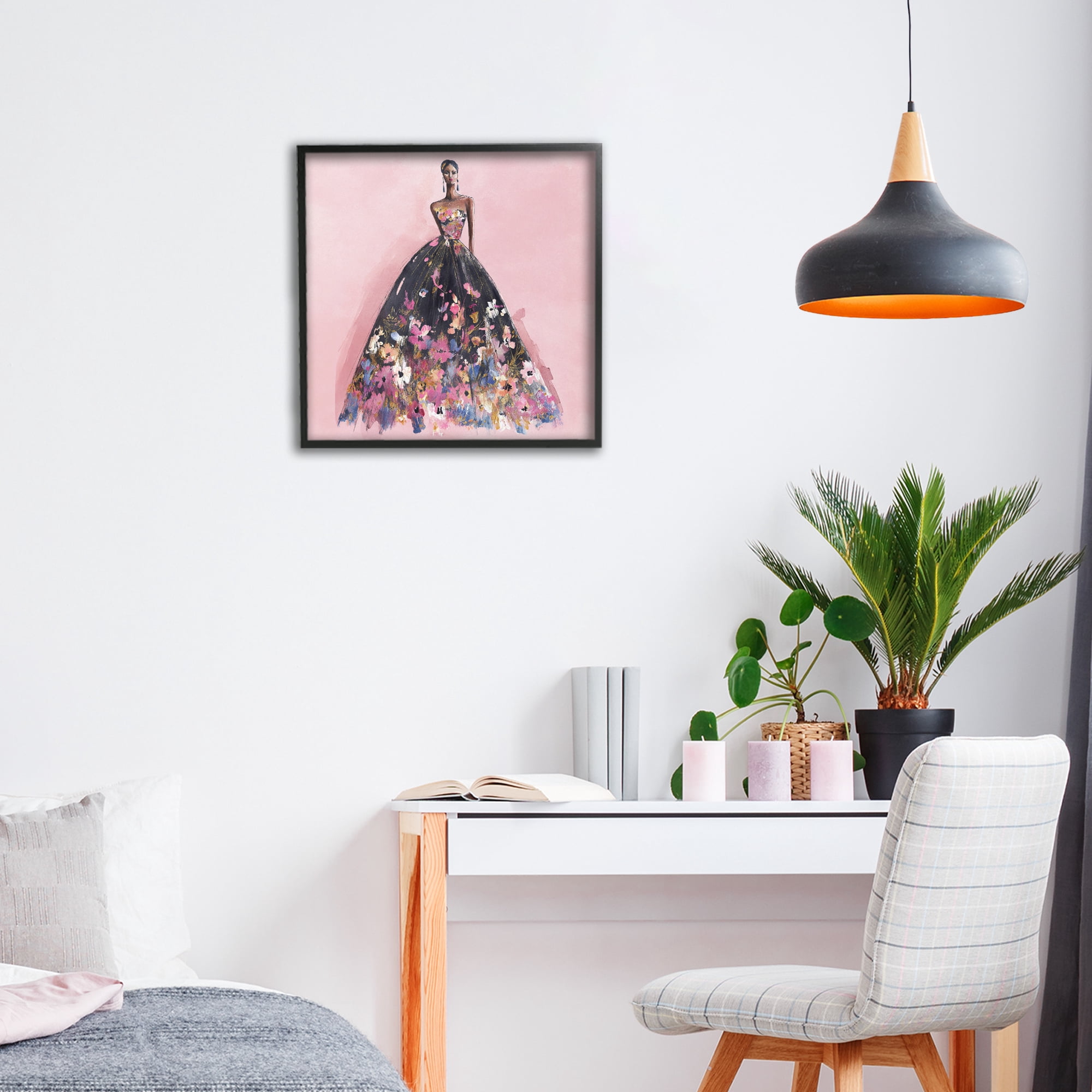 Stupell Industries Floral Reverie Gown Black Framed Giclee Art, design by Svetlana Aleynikova