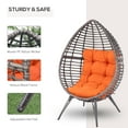 thumbnail image 3 of Outsunny Patio Wicker Egg Chair w/ Soft Cushion, Teardrop Cuddle Seat, Outdoor / Indoor Patio Chair, PE Plastic Rattan Furniture with Adjustable Height Feet Pads, Orange, 3 of 9