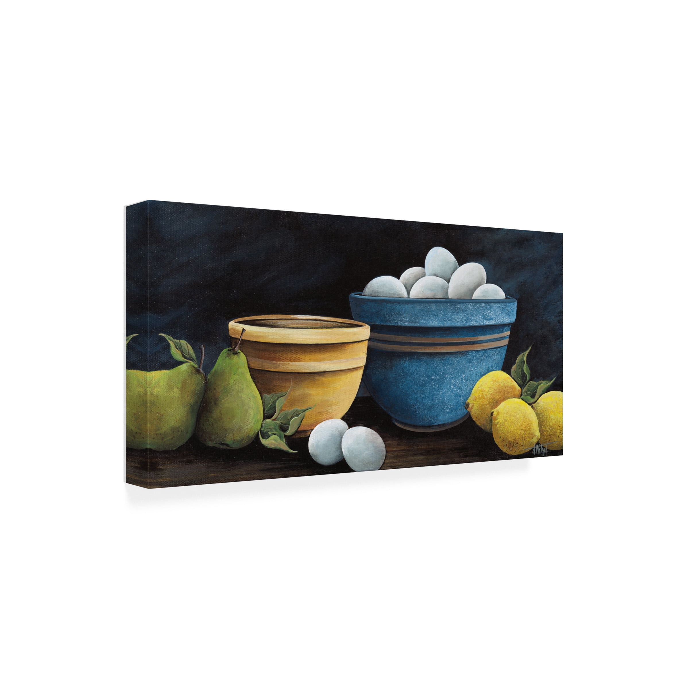 Debbi Wetzel 'Blue Bowl with Eggs' Canvas Art