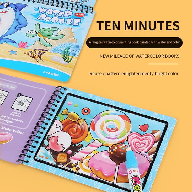 Livre Gribouillage D'Eau pour Enfants D Réutilisable Jouet de Peinture avec Stylo Dessin Magique Cadeau Éducatif