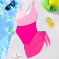 thumbnail image 3 of Gyujnb Girls Swimsuit,Girl's Swimsuits Color Cutout One Shoulder Bathing with Mesh Cover Up 1 Piece Swimsuit Swimwear,13-14 Years, 3 of 4