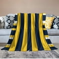 thumbnail image 6 of Blanket Yellow and Navy Blue Nautical Stripe Soft Throw Blanket Modern Luxurious Warm and Cozy for Couch Sofa Bed Office Gift for Valentine Mother Father Couple 50"x60" Suitable for All Season, 6 of 6