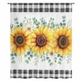 thumbnail image 2 of Sunflower Sheer Curtains 63 Inches Long, Yellow Floral Black Plaid Eucalyptus Leaves Light Filering Curtains, Breathable Simi Curtain Privacy Drapes for Living Room Bedroom Window Treatment, 2 of 9