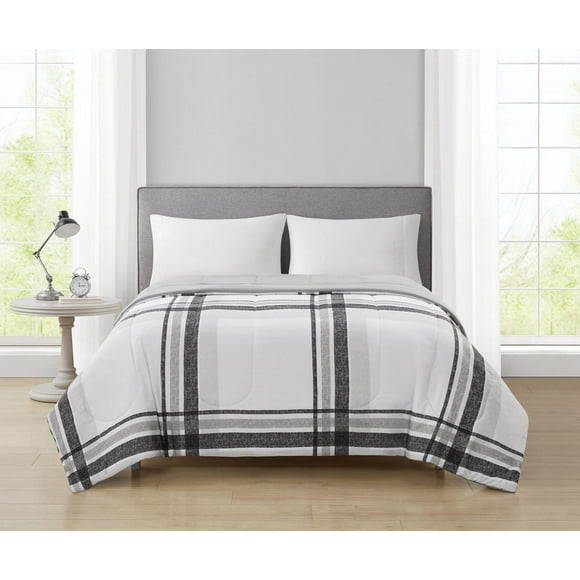 Mainstays Grey Plaid Comforter Double/Queen