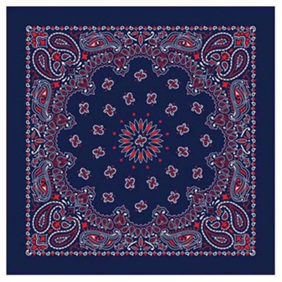 Carolina Manuf USA Paisley Bandanas - White with Hang Tag and UPC - Pack of 12 Bandanas