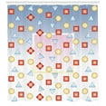 thumbnail image 3 of Modern Decor Shower Curtain, Big Square on Background of Several Geometric Shapes Angle Lines Graphic Artwork, Fabric Bathroom Set with Hooks, 69W X 84L Inches Extra Long, Multi, by Ambesonne, 3 of 3