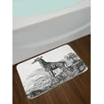 thumbnail image 2 of Giraffe Bath Mat, Engraving Natural History Trees Hills Pattern on Plain Background, Plush Bathroom Decor Mat with Non Slip Backing, 29.5" X 17.5", White and Charcoal Grey, by Ambesonne, 2 of 2
