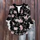 thumbnail image 4 of Tejiojio Women's Casual Printed Top Lace Trim V-Neck 3/4 Sleeves Button Down Fashionable Daily Wear, 4 of 6