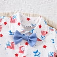 thumbnail image 6 of Boy 4th of July Outfits Toddler Boy Clothing Sets Stylish Flag & Star Print Button Down Shirt with Bow Tie & Shorts 2-Piece Outfit, 6 of 7