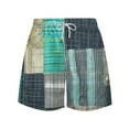 thumbnail image 4 of Luxalzxs Mens Shorts Summer Casual Beach Shorts Lightweight Elastic Waist Drawstring Board Shorts Patch Plaid Print Swim Shorts, 4 of 6