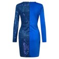 thumbnail image 4 of UPPADA Robe de Soirée Froncée pour Femmes Cocktail Robe Midi à Manches Longues Robe Moulante à Col en V Robe Grande Taille[MASK0] Robe de Mariée Robe Trapèze avec Ceinture Liquidation en Liquidation, 4 of 5