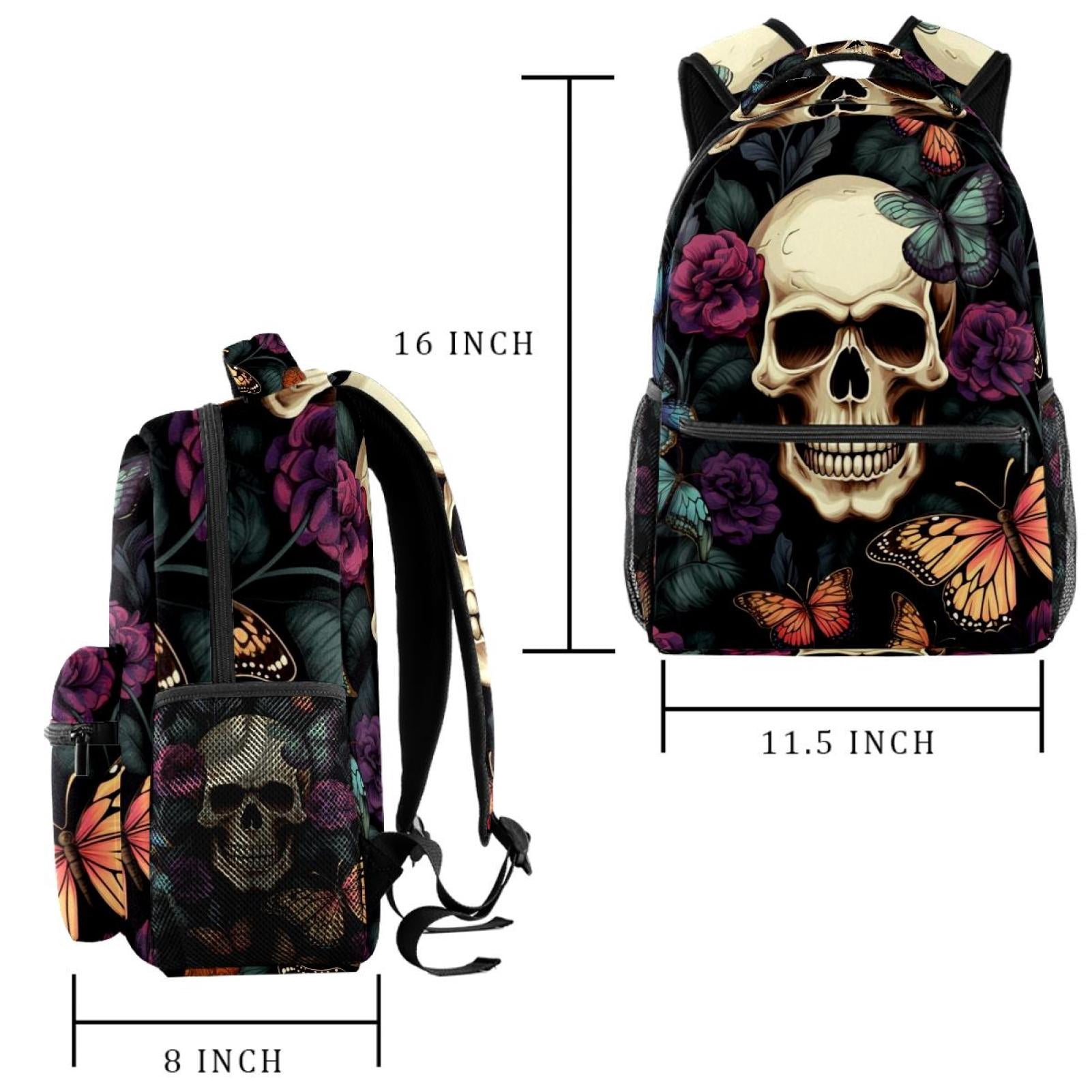 Lightweight Backpack Skull Butterfly School Bag Travel 