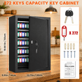 272 Keys Key Lock Box Wall Mount With 272 Numbered Hooks & Colored Tags ...