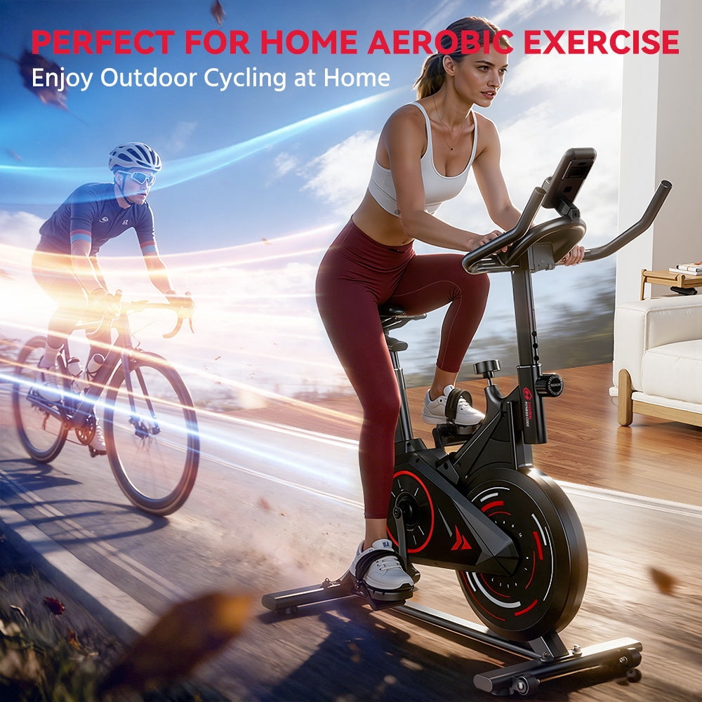 Stationary Exercise Bike, Cycling Bike for Home 265 Lbs Weight Capacity, Comfortable Seat Cushion and LCD Monitor