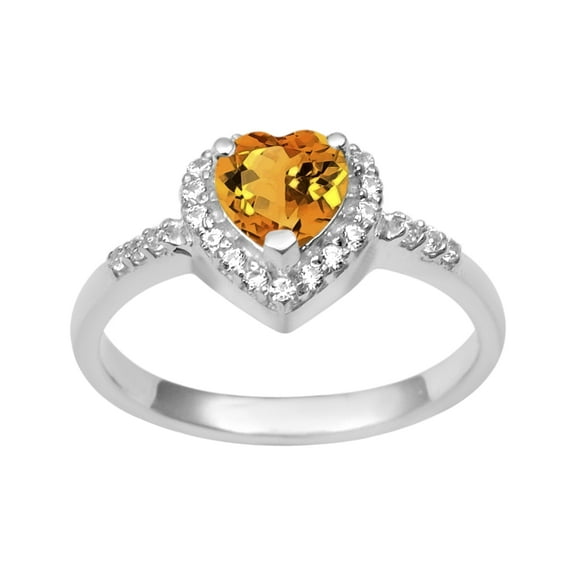 5 MM Heart Shape Citrine 925 Sterling Silver Solitaire Women's Mother's Day Gift Ring