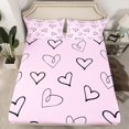 thumbnail image 2 of Homewish Graffiti Loves Pattern Twin Sheet Sets,Happy Valentine'S Day Twin Fitted Sheet,Pink Black Flat Sheet For Girls Kids,Super Cozy Room Decor,3 Pieces, 2 of 7