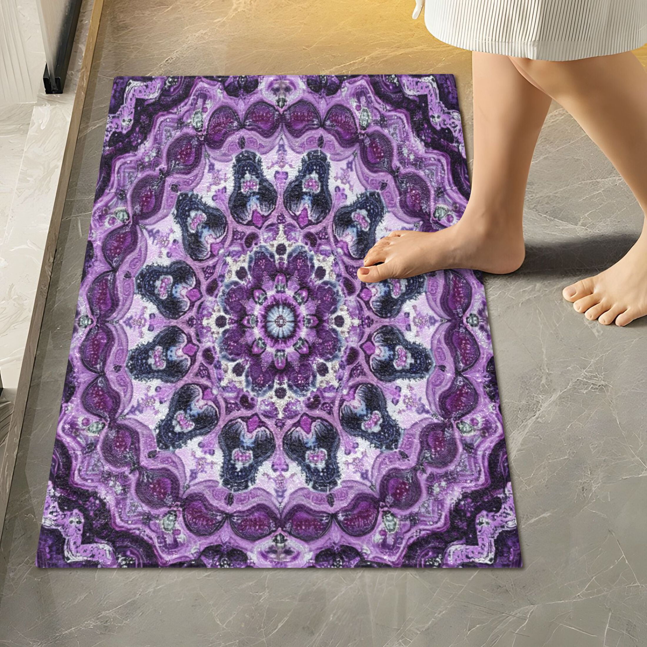 RMDQTR 2PCs Bathroom Rugs Set Plush Toilet Base Mat 16" × 24" Bath Mat and 20" × 24" U Shape Soft Rugs Non Slip Absorbent