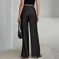 thumbnail image 6 of LEKWK Satin Wide Leg Pants for Women High Waisted Casual Palazzo Pants Loose Fit Comfy Straight Leg Trousers with Pockets Fall Fashion Business Work Outfits, 6 of 6