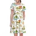 thumbnail image 1 of Easygdp Cute Frog para Vestido Transpirable de Mujer, Vestido Suelto de Manga Corta con Pliegues y Bolsillos para el Verano, 1 of 6
