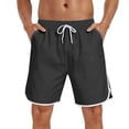 thumbnail image 3 of lcziwo Men's Gym Shorts Summer Holiday Elastic Waist Hiking Shorts with Pockets Beach Fishing Outdoor Drawstring Chino Shorts Black M, 3 of 8