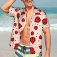 thumbnail image 5 of Lsque Red Ladybug pattern Hawaiian Shirt for Men, Unisex Summer Beach Casual Short Sleeve Button Down Shirts-X-Large, 5 of 9