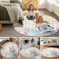 thumbnail image 6 of Easter Bunny Round Area Rugs Collection 4', Blue Easter Eggs Spring Floral Colorful Plaid Non Slip Indoor Circular Throw Runner Rug Floor Mat Carpet for Living Room Dining Table Bedroom Nursery, 6 of 9