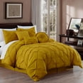 thumbnail image 2 of Chezmoi Collection Sydney 7-Piece Pinch Pleat Comforter Set, Lightweight Pintuck Bedding for All Season, King, Mustard Yellow, 2 of 9