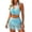 Light Blue, variant on Womens Bikini Set High Waisted Mesh Push Up Padded Wireless Two Piece Swimsuit for Tummy Control Summer,Hot Pink M