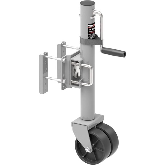 TOWKING 6-inch Dual Wheels Trailer Jack, 13" Vertical Movement, 1500 lbs, for RV, Boat, Trailer and More, Silver