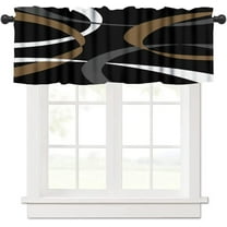 Black Valance Curtain Black Grey Abstract Geometric Modern Grid Pattern Minimalist Rod Pocket Valance Window Treatments Short Curtains for Kitchen Bathroom Farmhouse 54x18inch