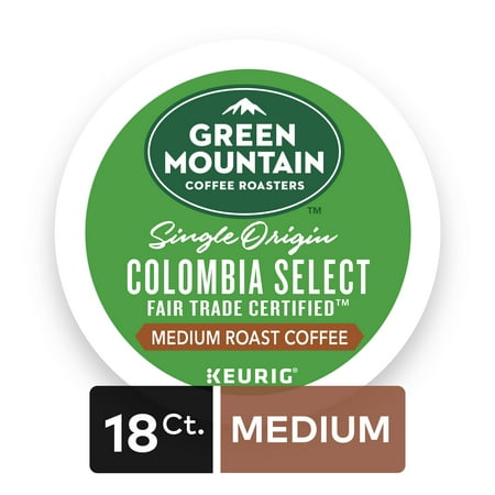 Fair Trade Sweet - Green Mountain Coffee Roasters Colombian Fair Trade Select Keurig Single-Serve K-Cup Pods, Medium Roast Coffee, 18 Count