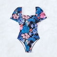 thumbnail image 4 of PEASKJP Womens Fashion One Piece Swimsuit Short/Long Sleeve Rash Guard Swimwear Ruffle Bathing Suit, Hot Pink L, 4 of 5