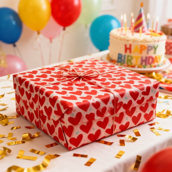 Mouliraty Valentine's Day Wrapping Paper for Men Women, 19.7x13.8in Packaging Paper Recyclable 50 Sheets of Colorful Packaging Paper with Heart Patterns Holiday Gift Packaging Paper, Red