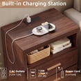 thumbnail image 6 of JOAXSWE Set of 2 Farmhouse Nightstands, 24" Wide 2 Drawer Bedside Tables with Charging Station and Open Storage Shelves, Metal Handles, Walnut, 6 of 7