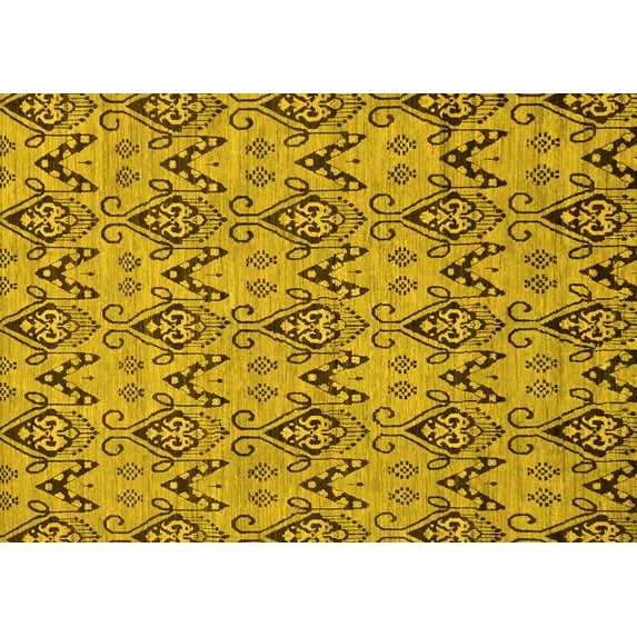 Ahgly Company Machine Washable Indoor Rectangle Abstract Yellow Modern Area Rugs, 3' x 5'