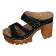 thumbnail image 6 of Slides for Women Comfy Orthopedic Heeled Sandals Peep Toe Hook and Loop Slip on Backless Heels Platform Lug Sole Pumps Shoes Black Size 6.5, 6 of 6