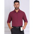 thumbnail image 4 of DARING DIVA Men's Solid Color Button Down Long Sleeves Stretch Shirts M Burgundy, 4 of 7