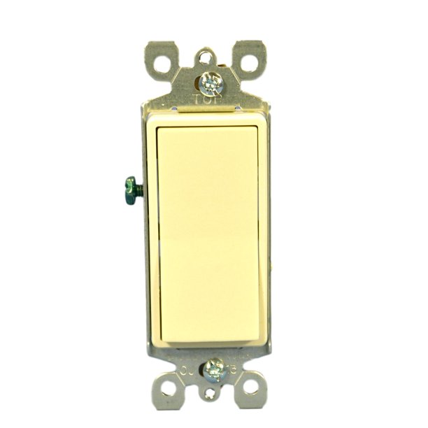 New Leviton Almond Decora Rocker Wall Light Switch 15A 120/277VAC Single Pole Residential Grade