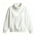 thumbnail image 3 of VEKDONE Womens Turtleneck Sweatshirt Fall Drop Shoulder Long Sleeve Sweatshirt Trendy Loose Fit Lightweight Pullover Tops Solid Color Casual Shirts White L, 3 of 5