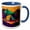 Blue/White, variant on 3drose, Decorative Colorful Image of a Tent and Mountains. Happy Camper Gift, 11oz Mug