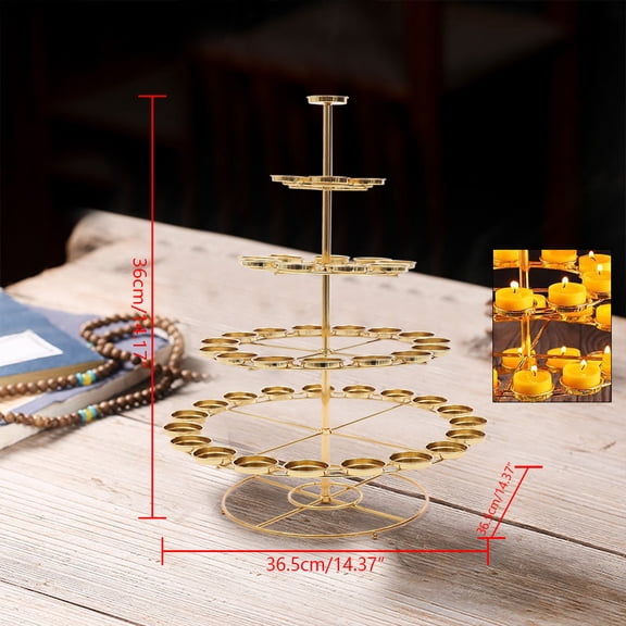 Modern Golden Tree Shaped Ghee Lamp Holder 5 Tiers for Use in Churches, Altars, Meditation Rooms 14.96*17.72 in