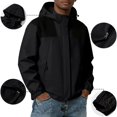 thumbnail image 5 of Lumtrix Men'S Color Block Hooded Rain Jacket Windproof Waterproof Zip Up Coat Lightweight Outdoor Hiking Windbreaker Coat Black XL, 5 of 7