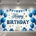 thumbnail image 3 of Blue Gold Happy Birthday Banner Star Pattern Party Backdrop Balloon Design Cake Celebration Background for Birthday Party Indoor Party Photo Shoot, 3 of 9